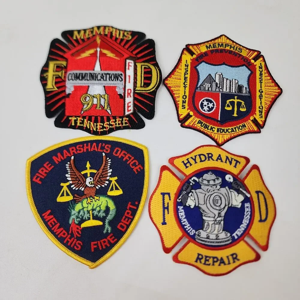 Lot of 4 Fire Dept Patches Tennessee Memphis Repair Education Marshalls Office